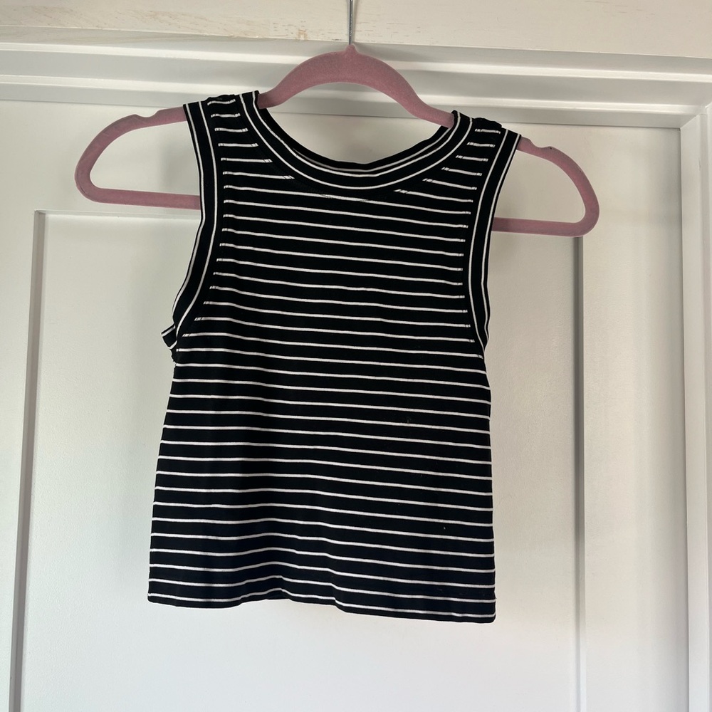 Black and White Striped Kids Tank Top